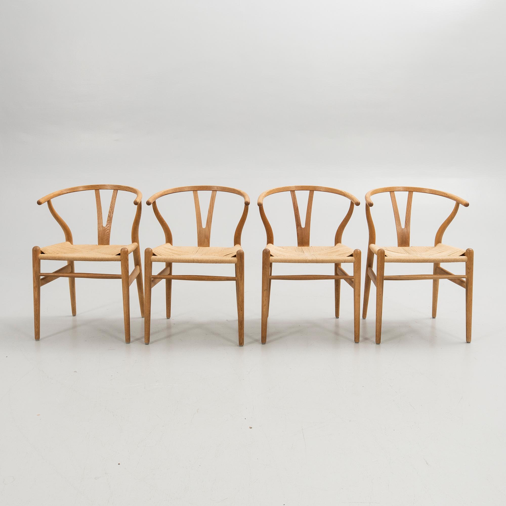 Hans J. Wegner, chairs, 4 pcs, model CH24 "The Wishbone Chair", Carl Hansen & Son, Odense, Denmark.