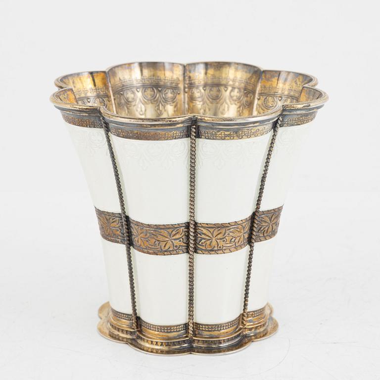 A sterling silver and enamel beaker, mark of Anton Michelsen, Copenhagen, Swedish import marks, 1955.