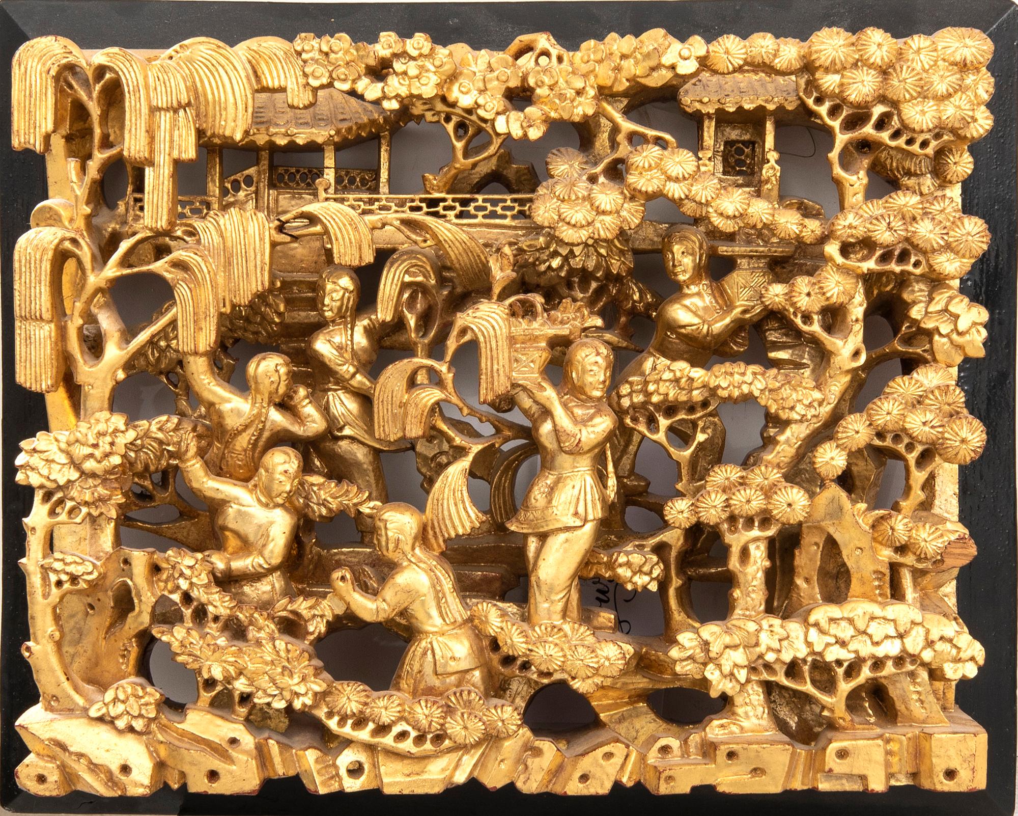 A  gilded cut wooden panel mid 1900s.