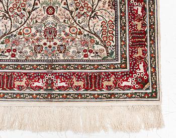 Rug, Hereke design, silk, approx. 153 x 93 cm.