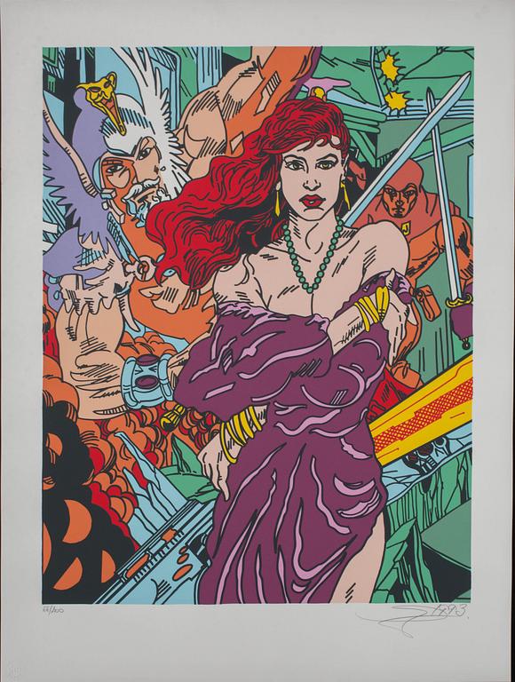 GUDMUNDUR ERRÓ, färgserigrafi, signerad, numrerad 66/200 och daterad- 1993.