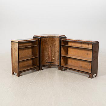 Corner bookcase three dlr 1940s.