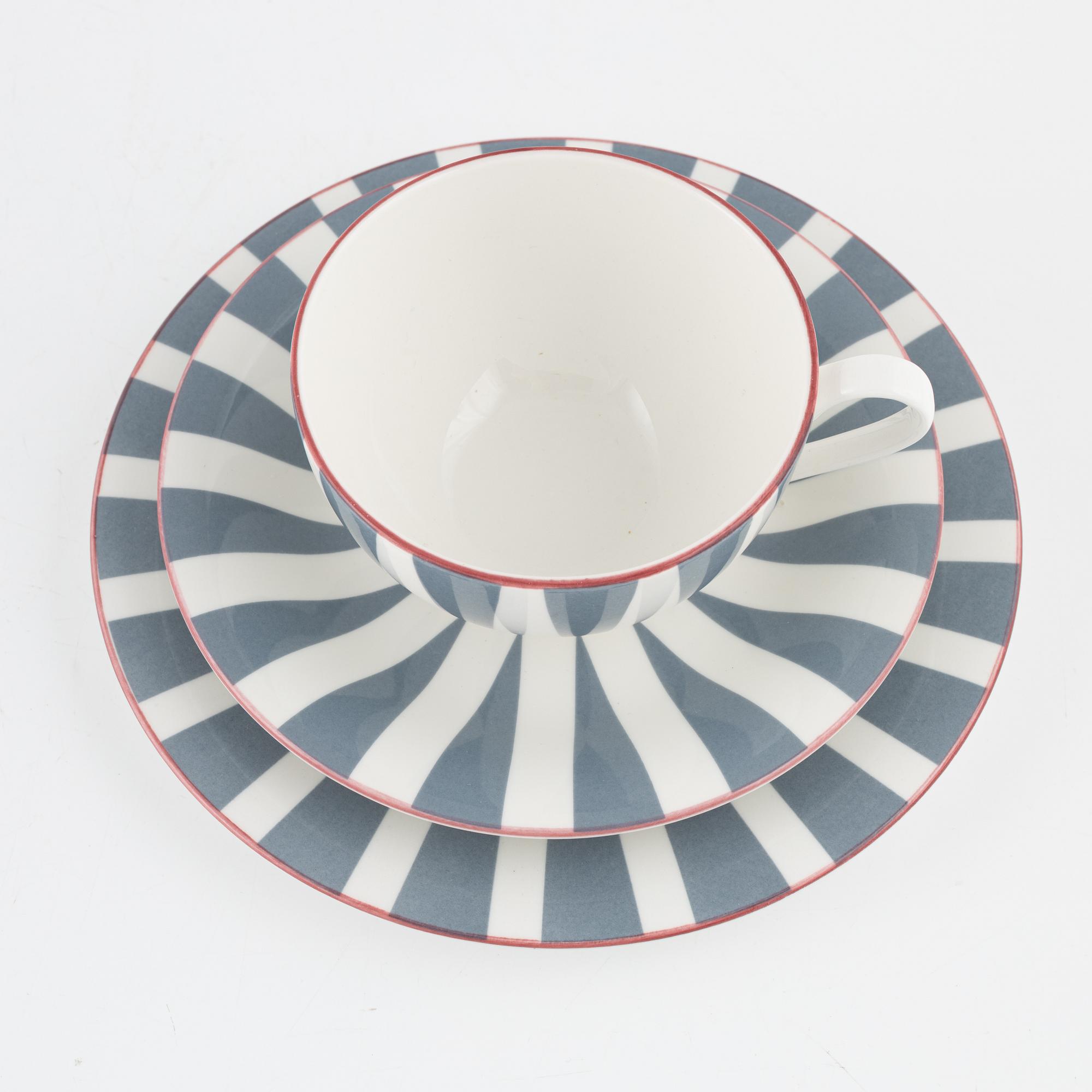 Tekoppar samt assietter, 15 delar, 'Plus',  Rörstrand.