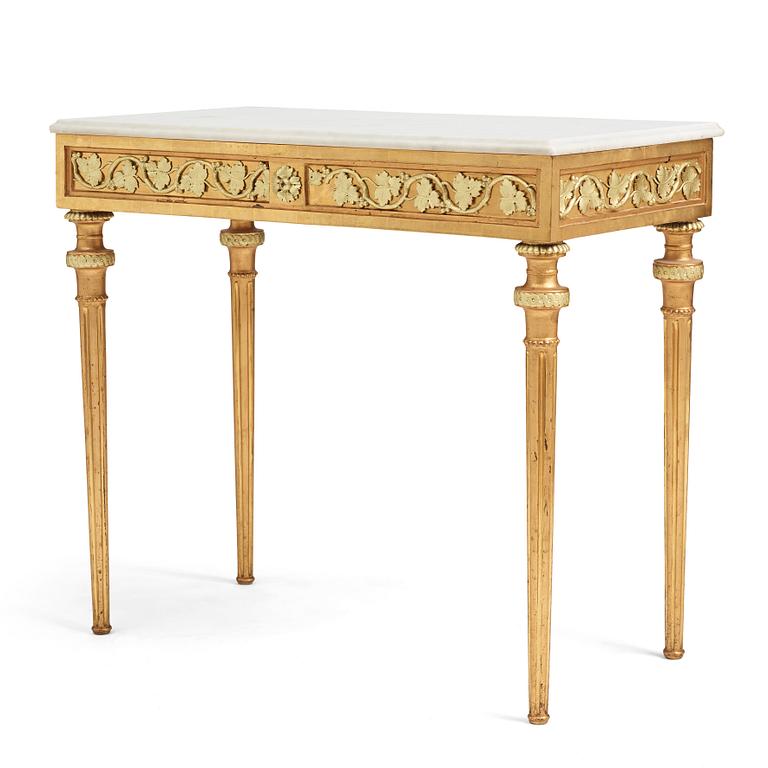 A late Gustavian console table in the manner of P Ljung, late 18th Century.