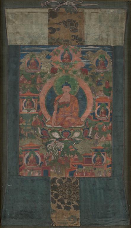 Thangka. Tibet/Nepal, 1800-tal. "Shakyamuni".