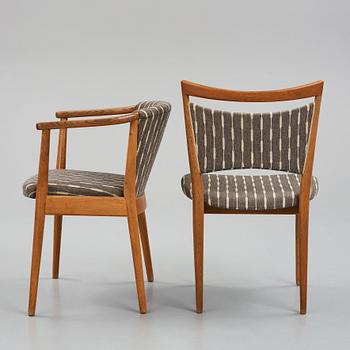 Finn Juhl, a set of 4 'SW86' + 1 oak chairs, Søren Willadsen, Denmark.