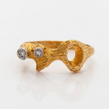 Björn Weckström, ring, "Diamant toppar", åttkantslipade diamanter, 18K guld, Lapponia 1973.