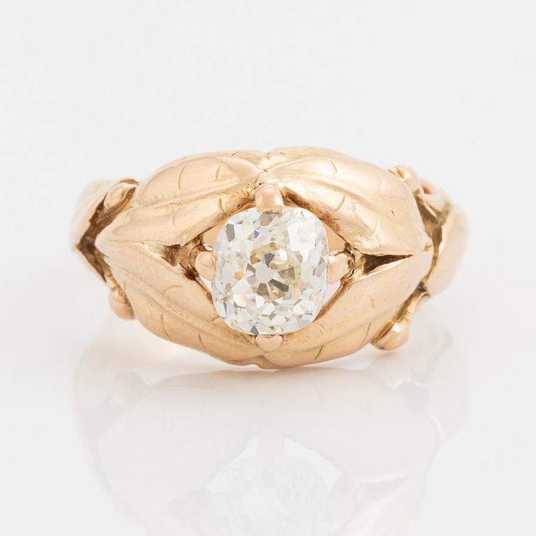 Cushion cut diamond ring.