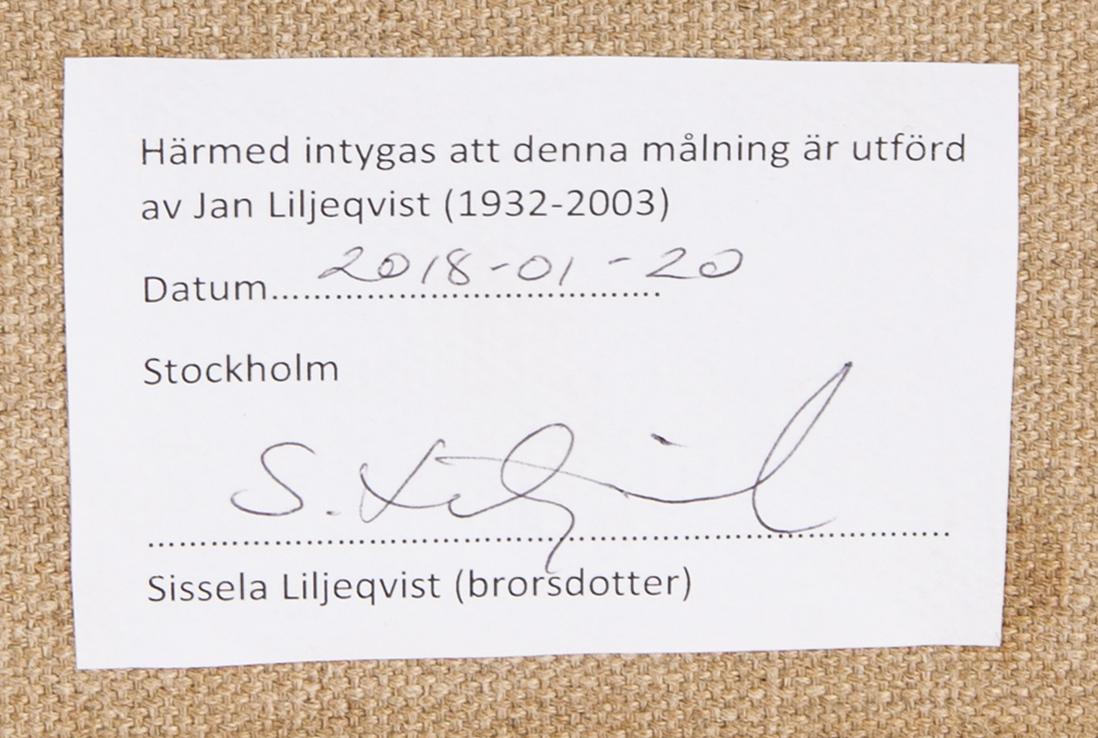 Jan Liljeqvist, olja på duk, a tergo intygad av konstnärens brorsdotter.