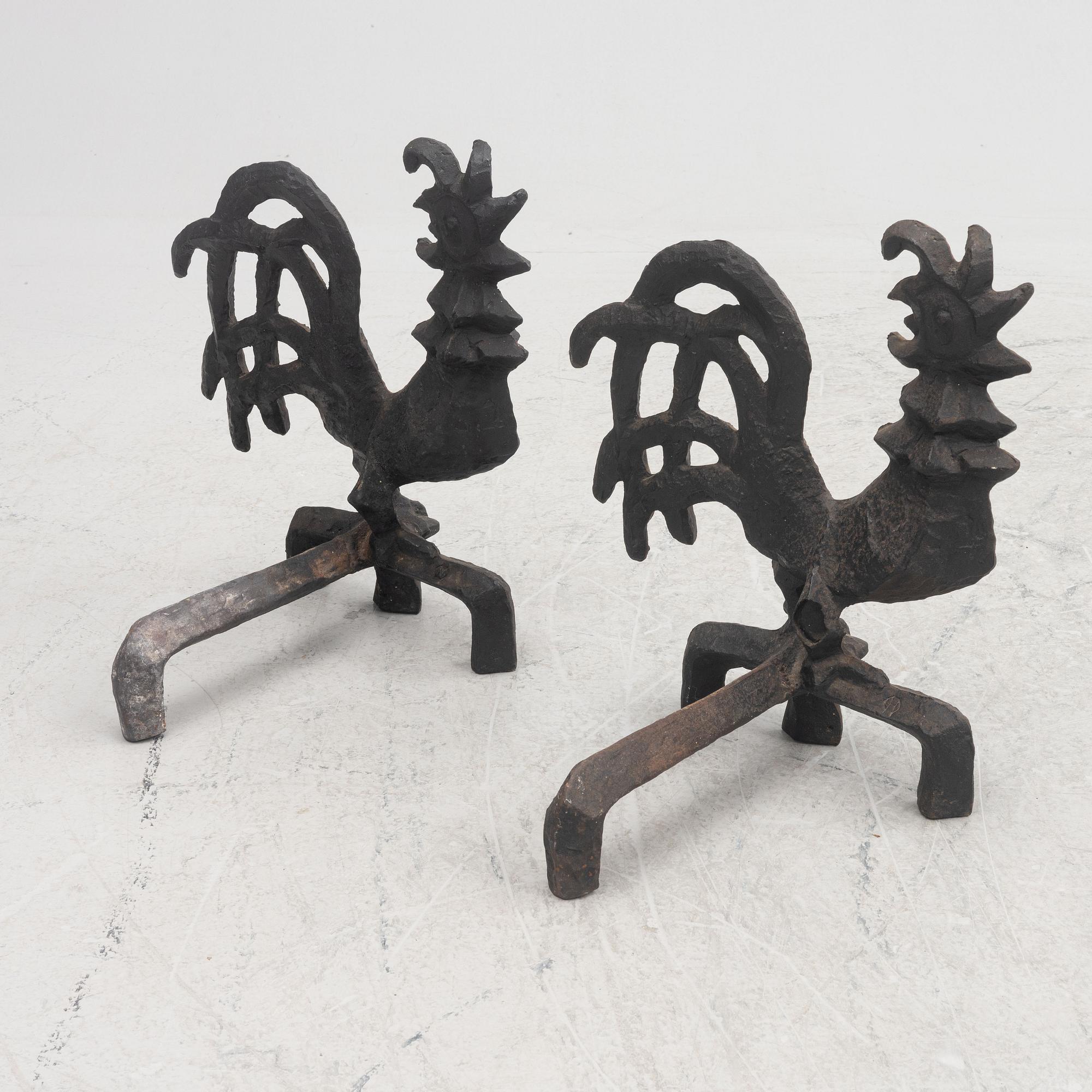 Olle Hermansson, a pair of andirons, Husqvarna, Sweden, 1960's.