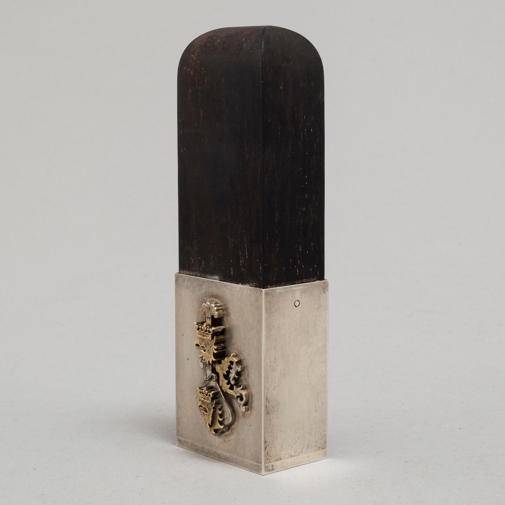 WIWEN NILSSON, sigillstämpel, sterling silver och ebenholts, Lund 1951.
