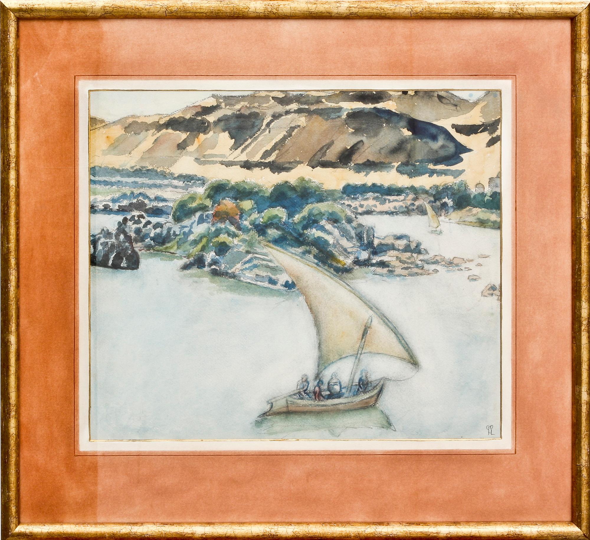 HILDING LINNQVIST, akvarell, monogramsign.