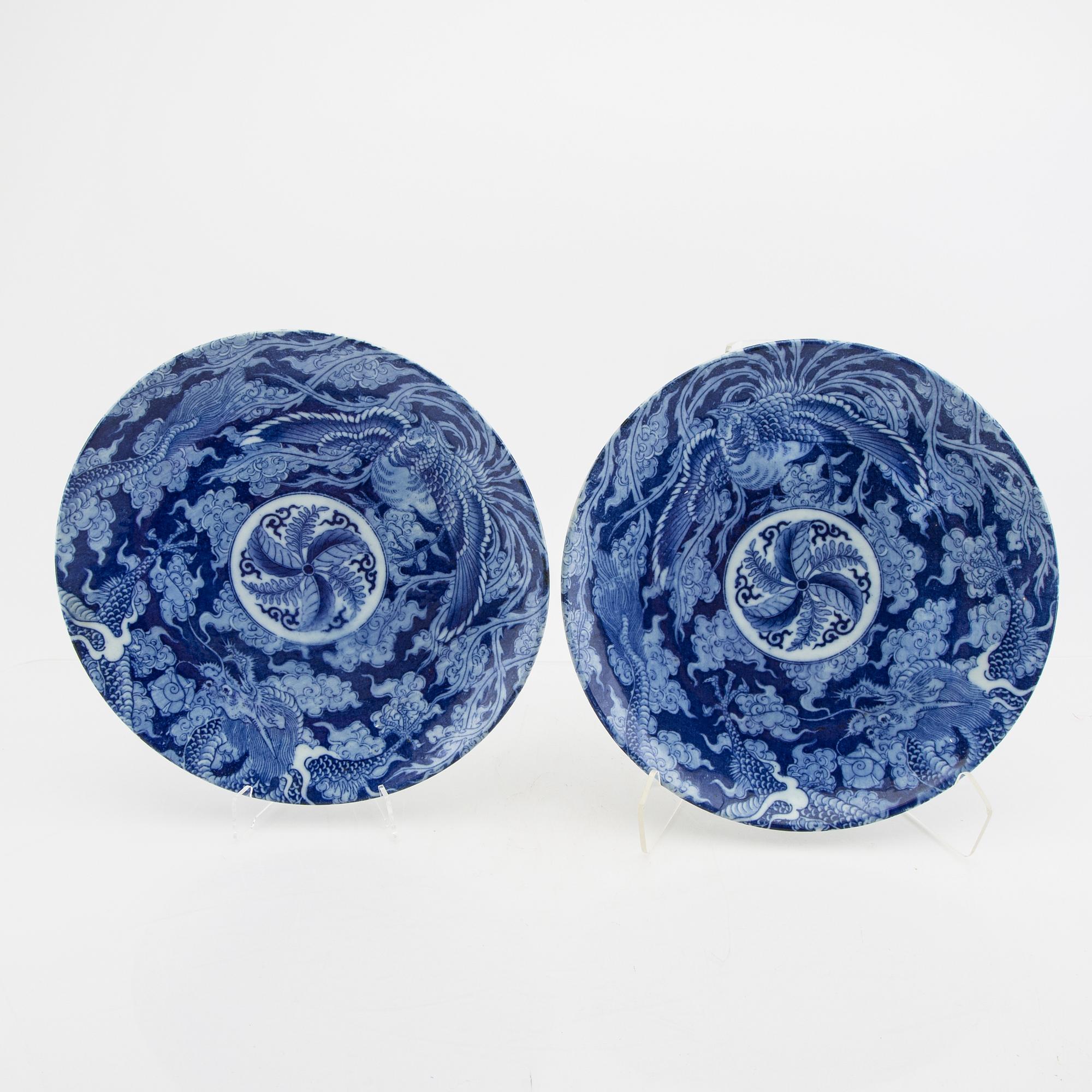 Six glazed ceramic plates from Japan around 1900's.