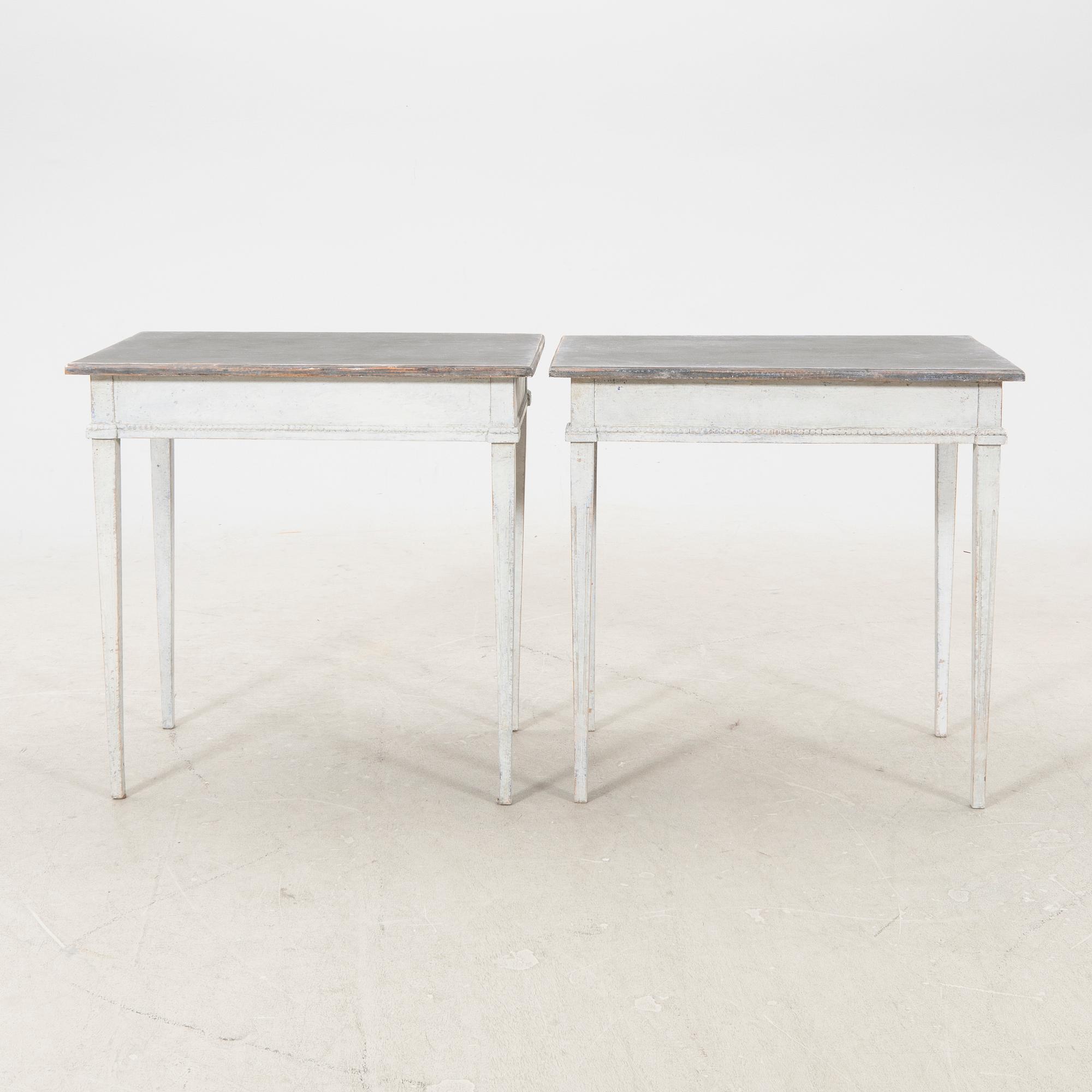 A pair of painted Gustavian style tables first half of the 20th century.