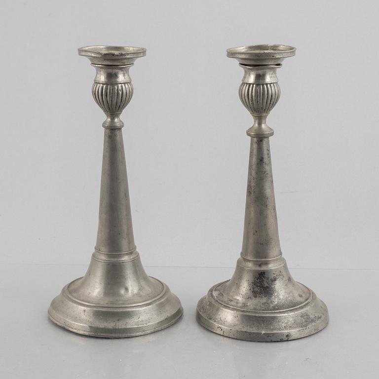 A pair of pewter candle sticks by Olof Wahlgren (active 1817-1825/27), Helsingborg, Sweden, 1813.