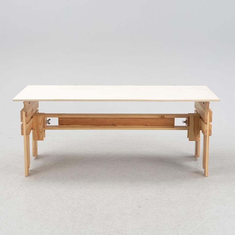 Enzo Mari, after, a wooden drawing table, made by, master carpenter in Sweden 2019.