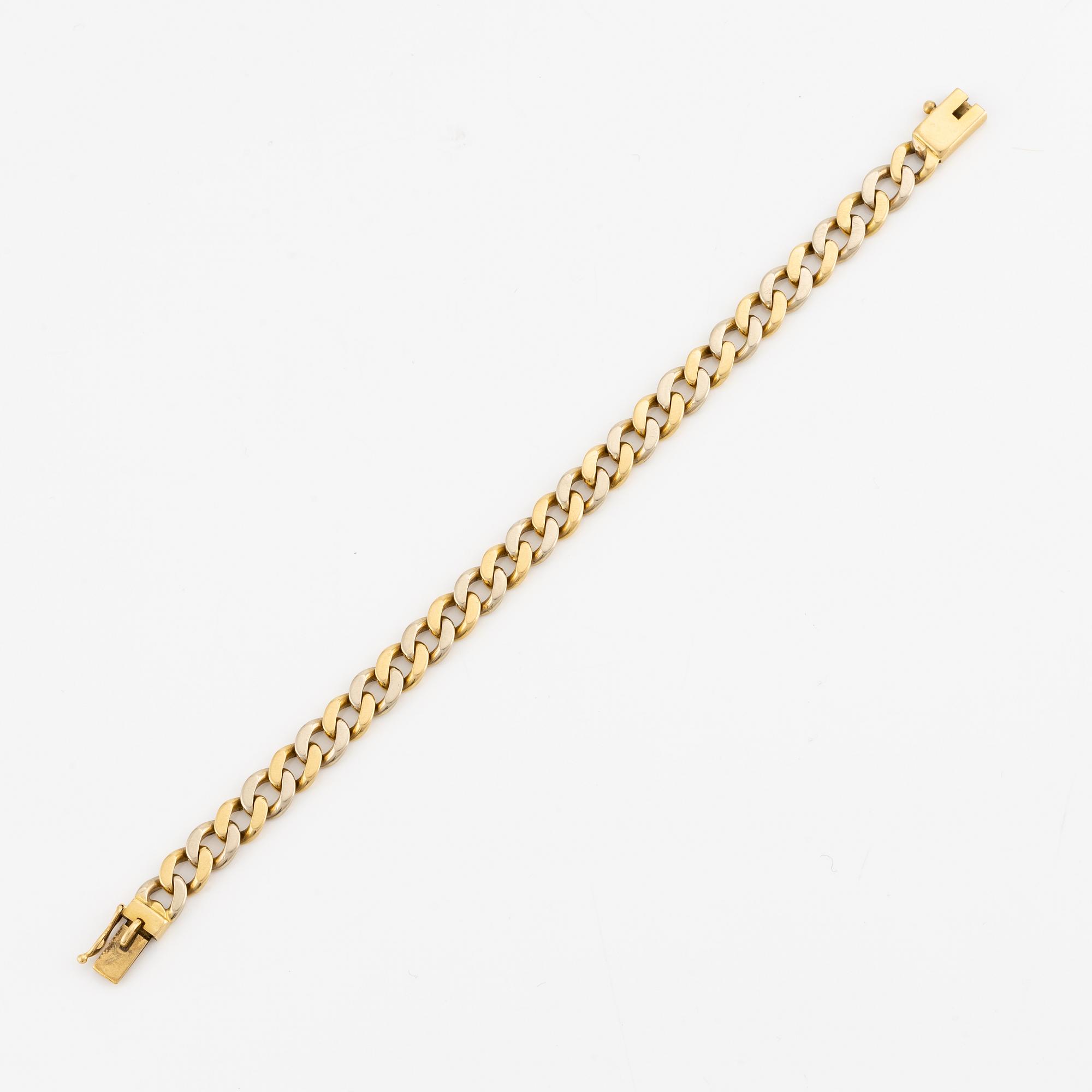 Bracelet 18K gold curb link, two-tone.
