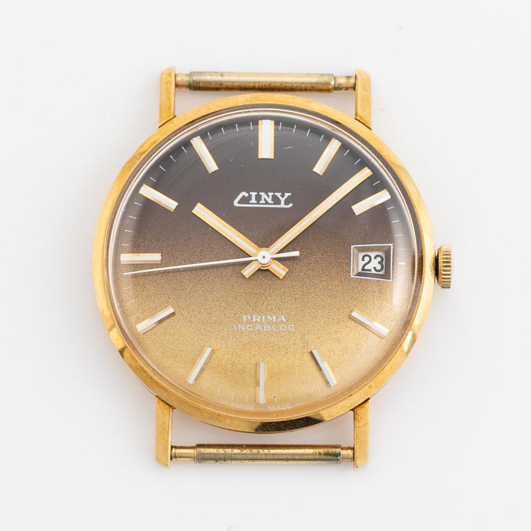Ciny, Prima, Incabloc, wristwatch, 34 mm.