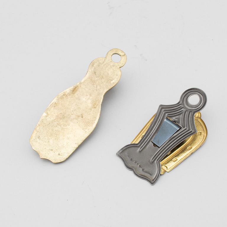 Two 20th century brass letter holders.