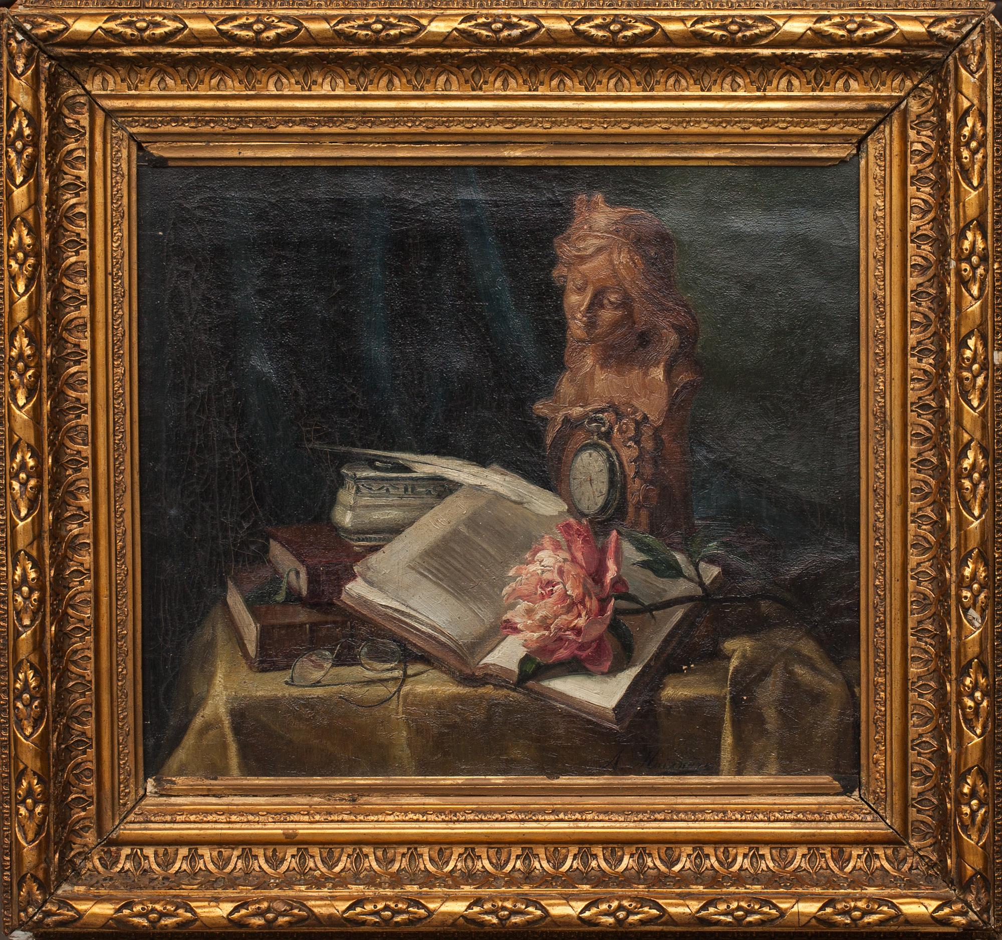 OKÄND KONSTNÄR, olja på duk, signerad, 1800-tal.