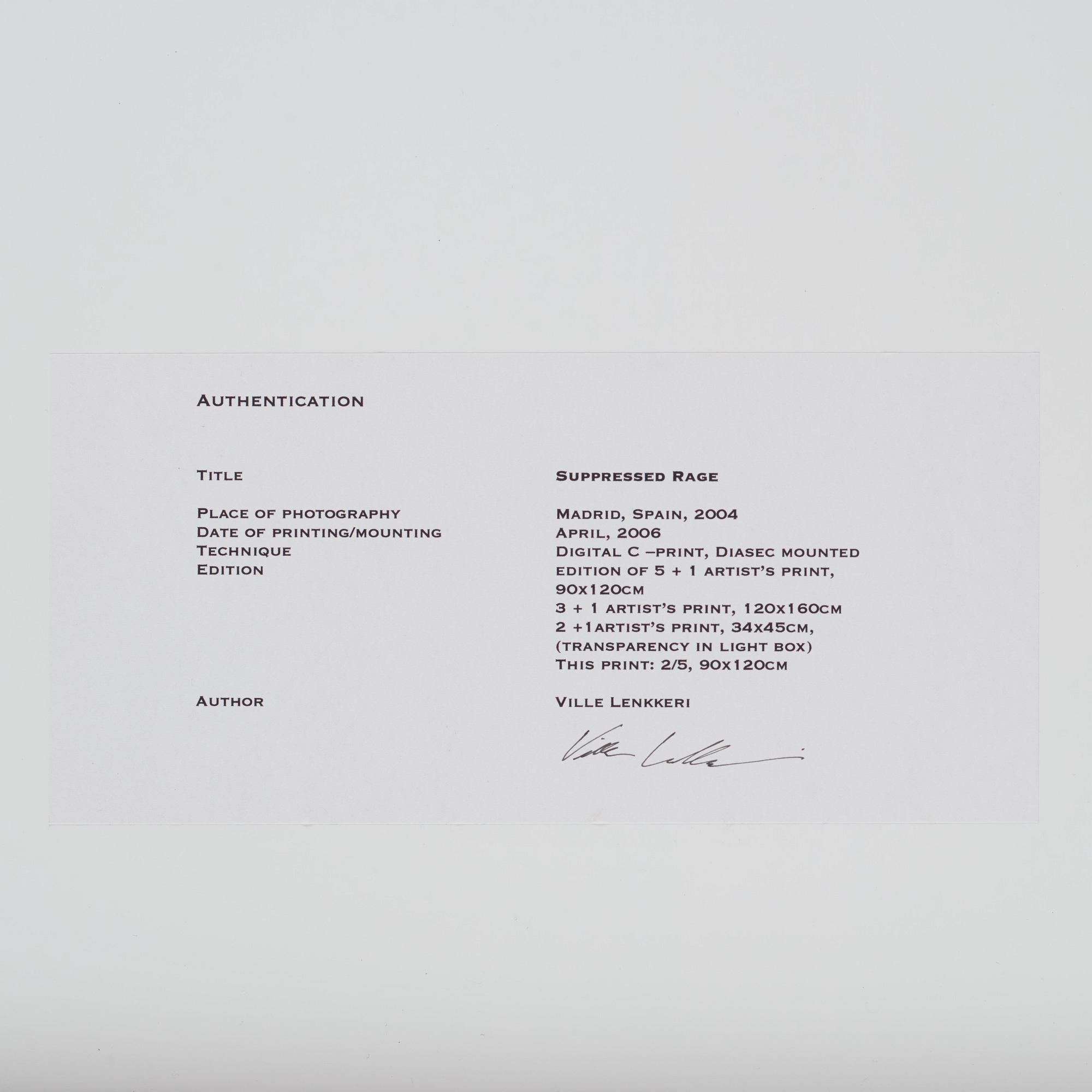 Ville Lenkkeri, 'Supressed Rage', 2004.