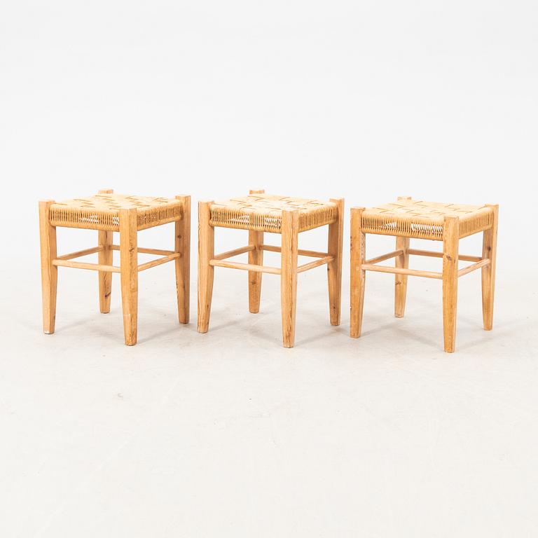 A set of three Danish 1970/80s pine stools.