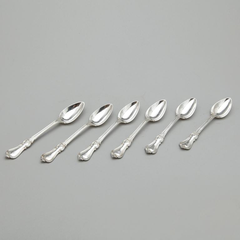EFTERRÄTTSSKEDAR, 6 st, silver, Christian Hammer, Stockholm 1850. Total vikt ca 271 gram.