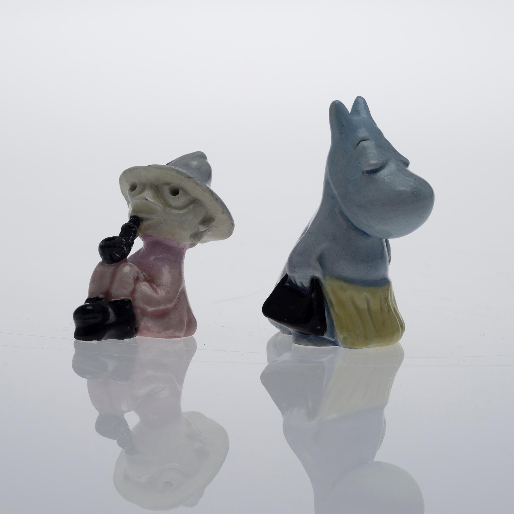 MINIFIGURIINIT, 2 kpl, keramiikkaa, "Muumi", Signe Hammarsten-Jansson, 1950-luku.