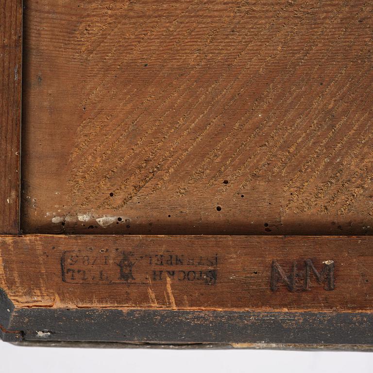 A pair of Gustavian engraved glass one-branch girandole mirrors by N. Meunier (master in Stockholm 1754-97).