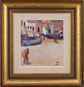 EMIL DANIELSSON öljy pahville, monogrammisigneerattu ja päivätty 1925.