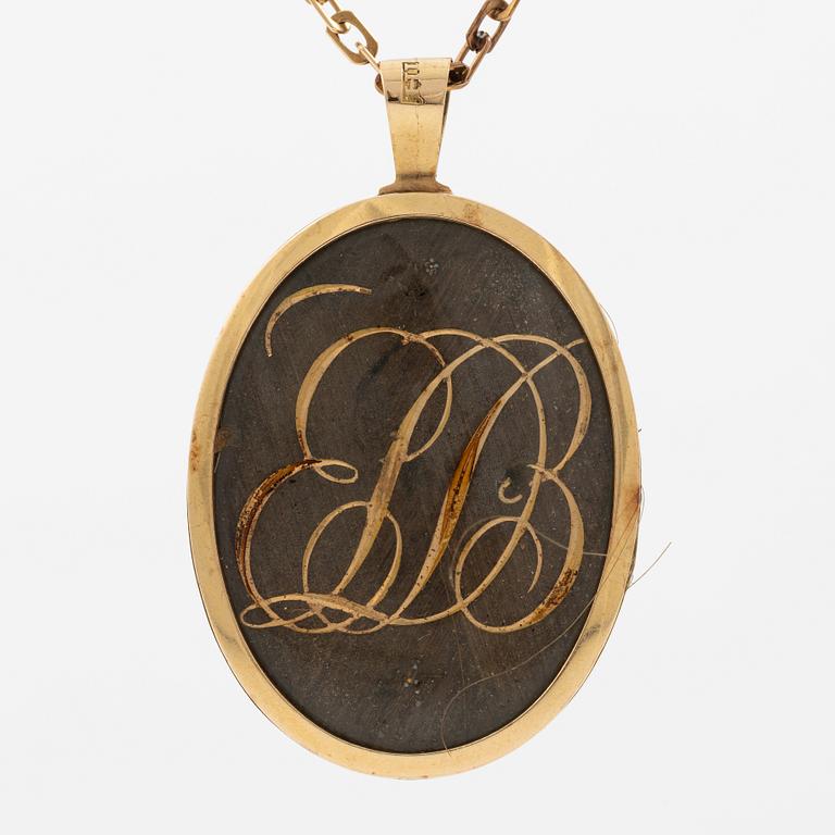 Collier 18K guld med siluettporträtt, 1800-tal.