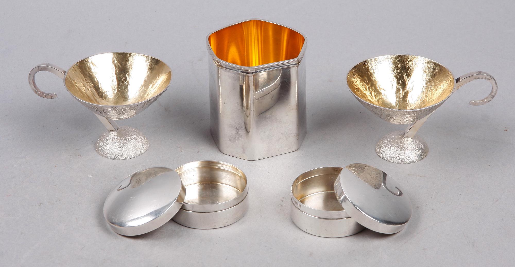 PARTI SILVER, 5 delar, Robbert, Te-Boon Atelje samt Birmingham, 1911-1990. Ca 250 g.