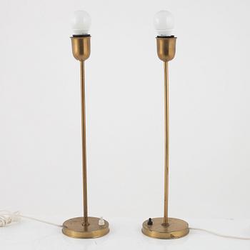 A pair of brass table lamps from Bergboms, Sweden, 1950's/60's.