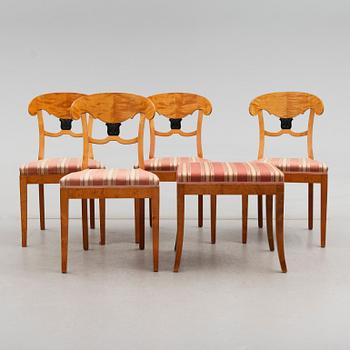 STOLAR 4 st OCH TABURETT, Karl Johanstil, 1900-talets första hälft.