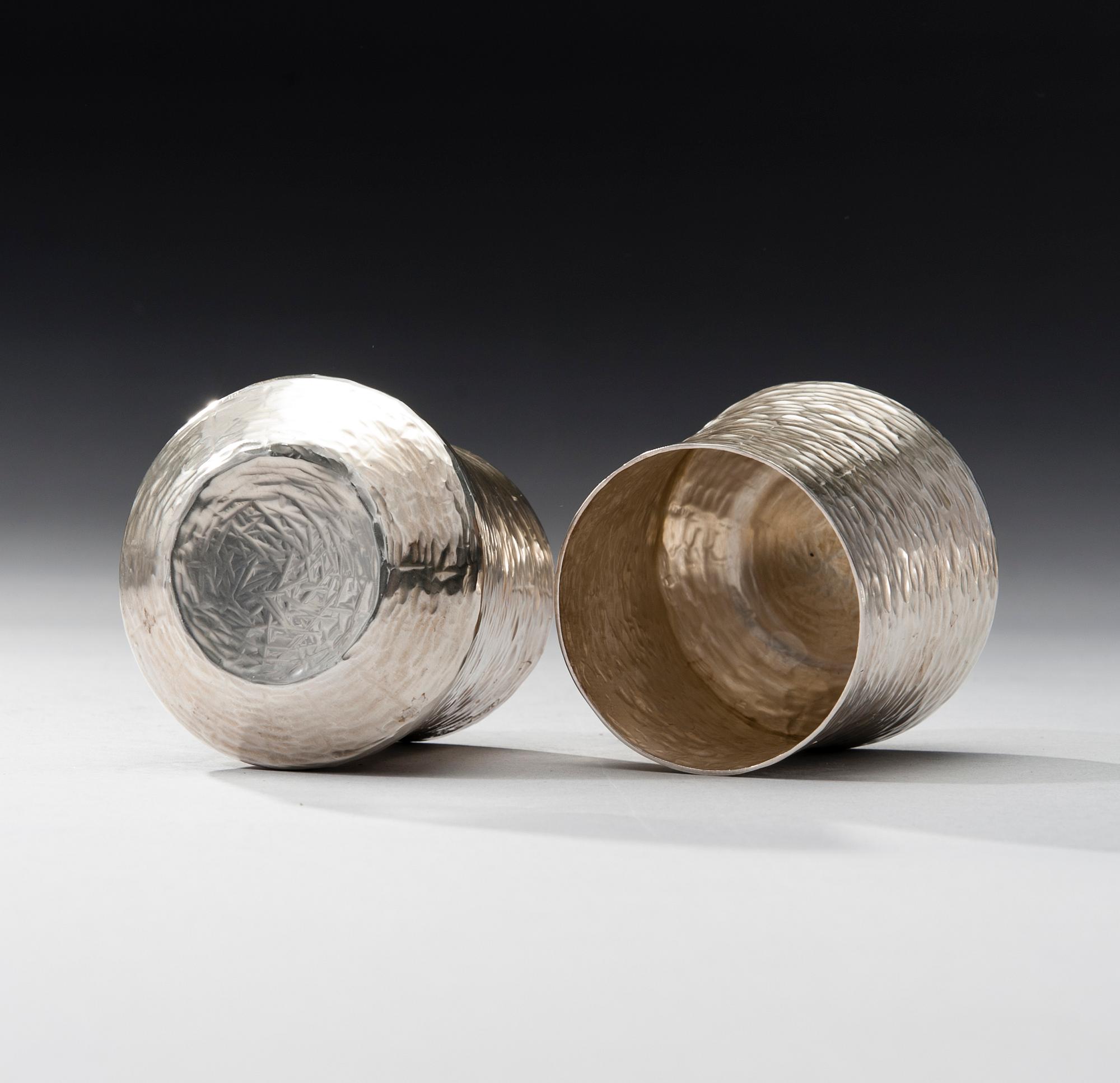 BÄGARE, 6 st, sterling silver, Tapio Wirkkala, Hopeakeskus, Tavastehus 1977. Tot. vikt ca 1112 g.