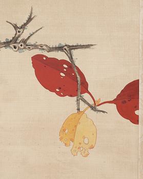 A Chinese painting, ink and color on silk. 20th century, signed Lin Ai.