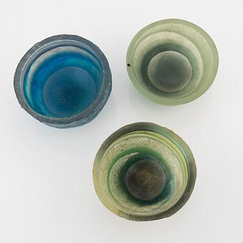 Siv Lagerström, glass plate and three bowls, acrylic plastic.