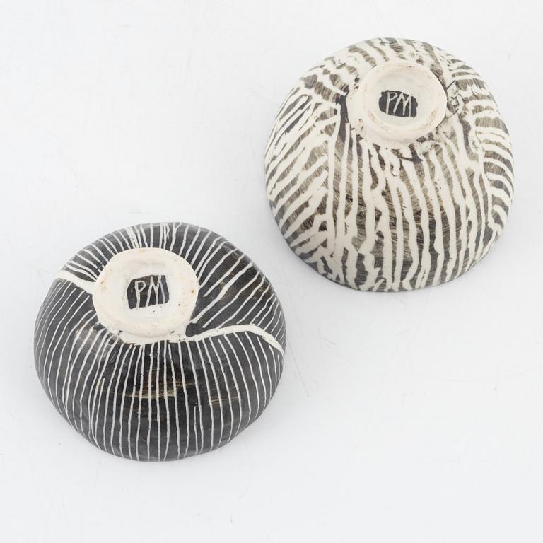 Priscilla Mourtizen, two bowls, own workshop, Denmark, circa 2000.