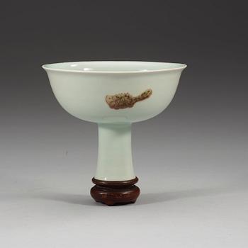 A 'Three fish' stem cup, Qing Dynasty with Xuandes six character mark.