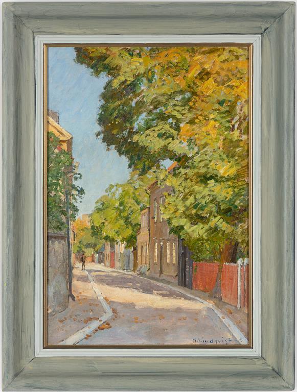 Herman Lindqvist, North Church Street from the Cathedral towards Norderport, Visby.