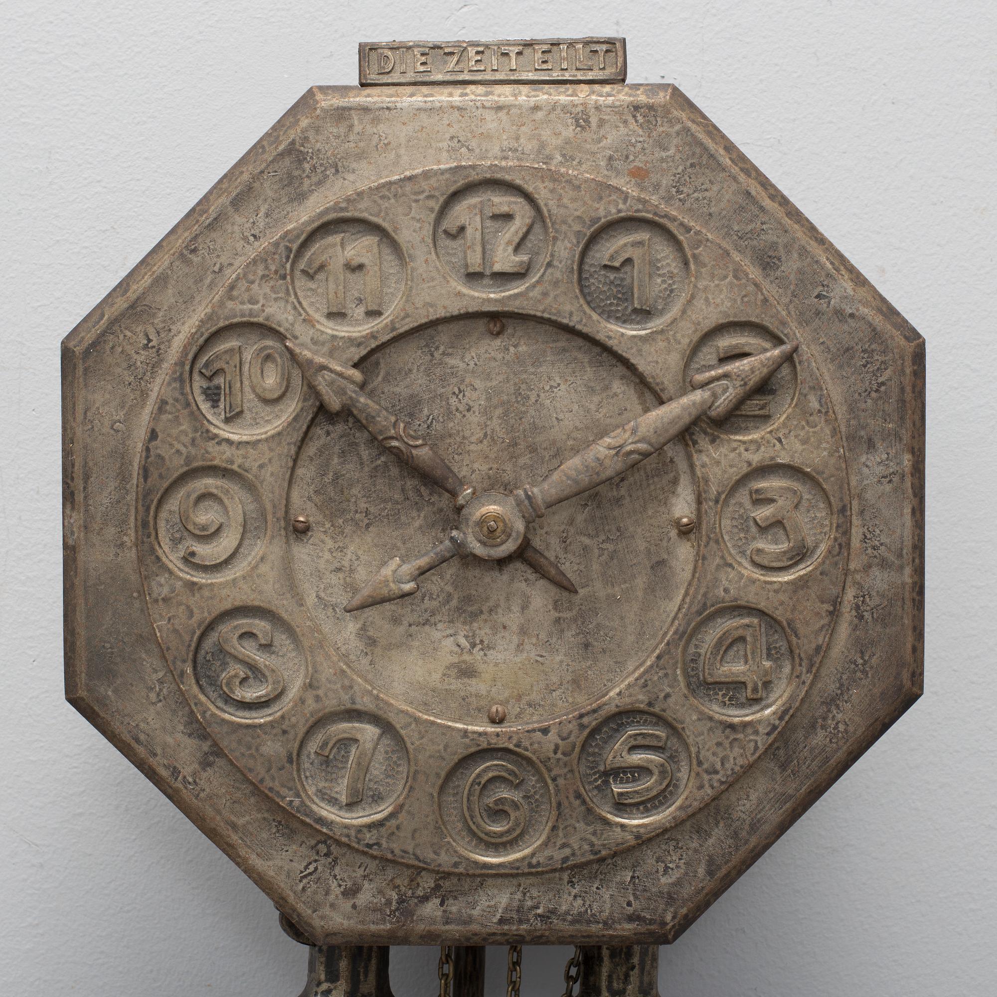 A wallclock, Germany or Austria, art noveau, first quarter of the 20th century.