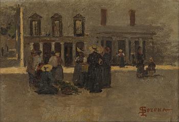 Luigi Serena, oil on paper-panel, signed.