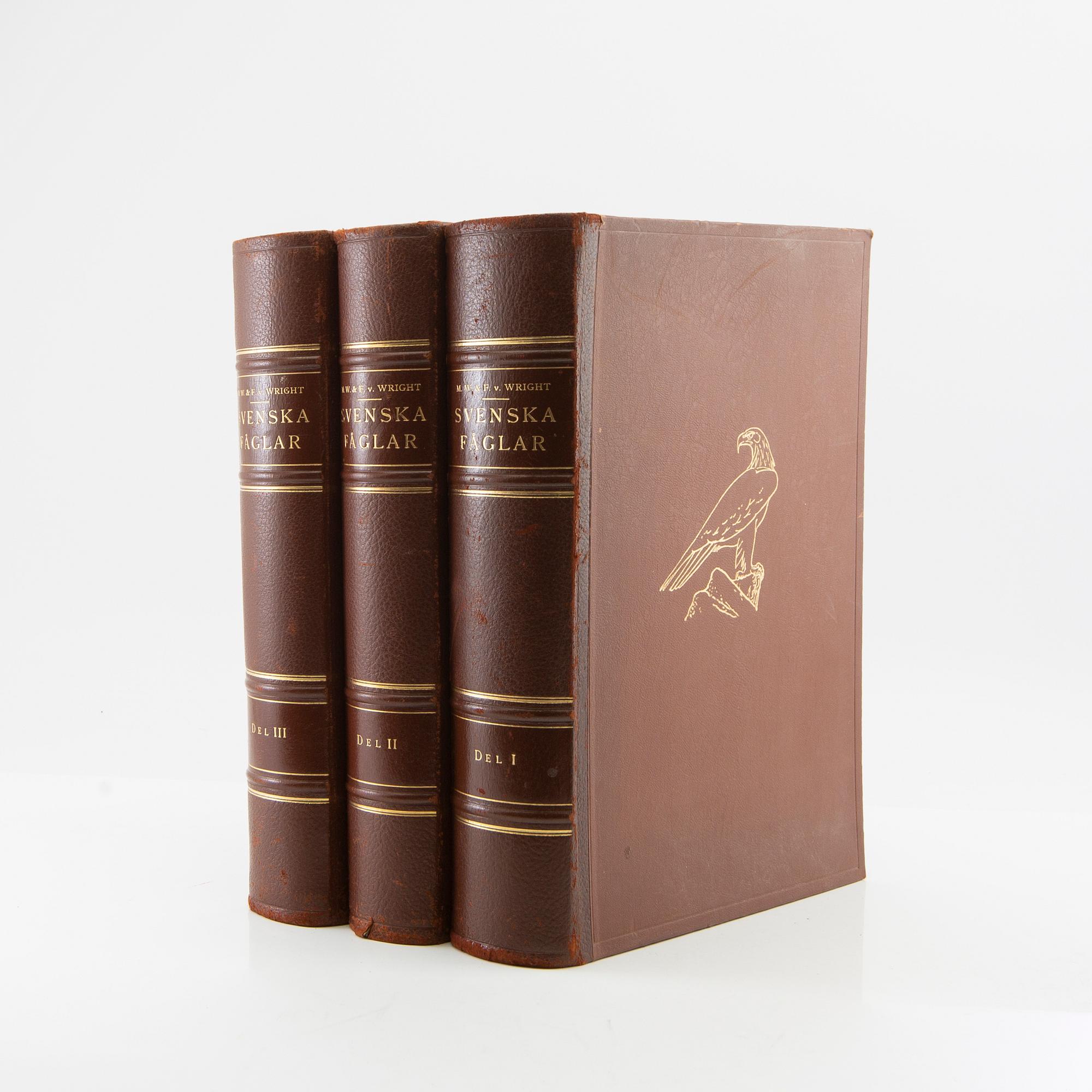 The von Wright Brothers, bookwork, 3 volumes, "Swedish Birds", A. Börtzells Printing Co. Ltd., Stockholm, 1927-1929.
