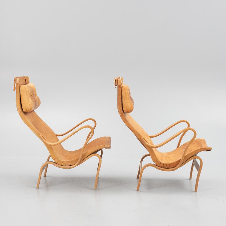 Bruno Mathsson, a pair of "Pernilla" armchairs, Karl Mathsson, Värnamo, 1973.