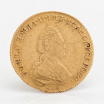 Kultaraha, Katariina II, 5 ruplaa, Venäjä 1783.