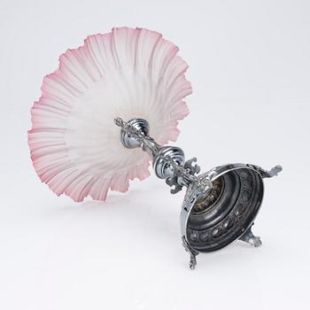 UPPSATSSKÅL, försilvrad metall och glas, ca 1900.