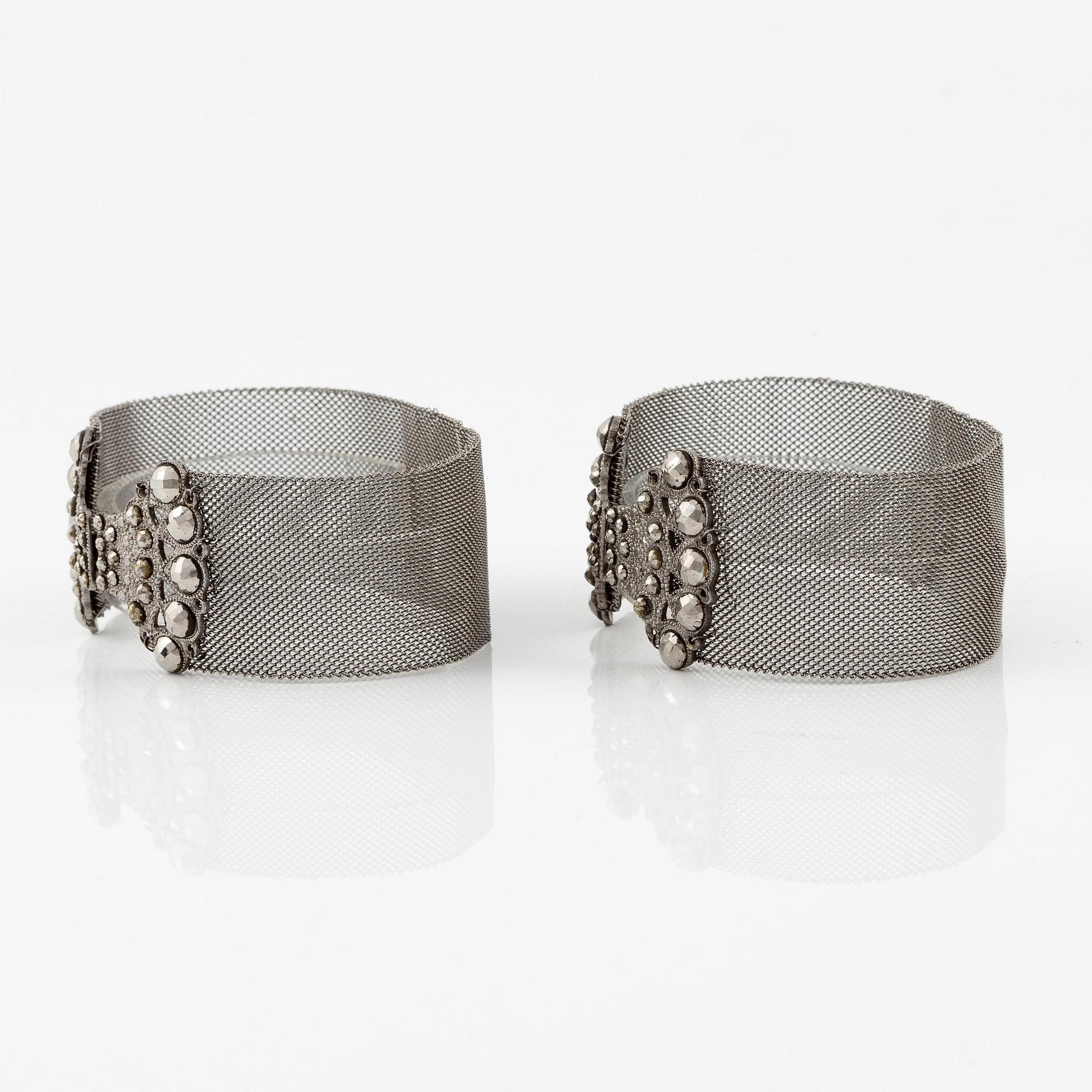 Bracelets, a pair, with steel work, first half of the 19th century.