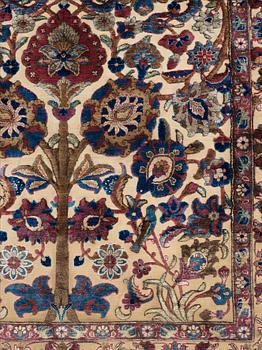 SEMI-ANTIQUE SILK KASHAN SOUF (in relief). 202 x 130 cm.