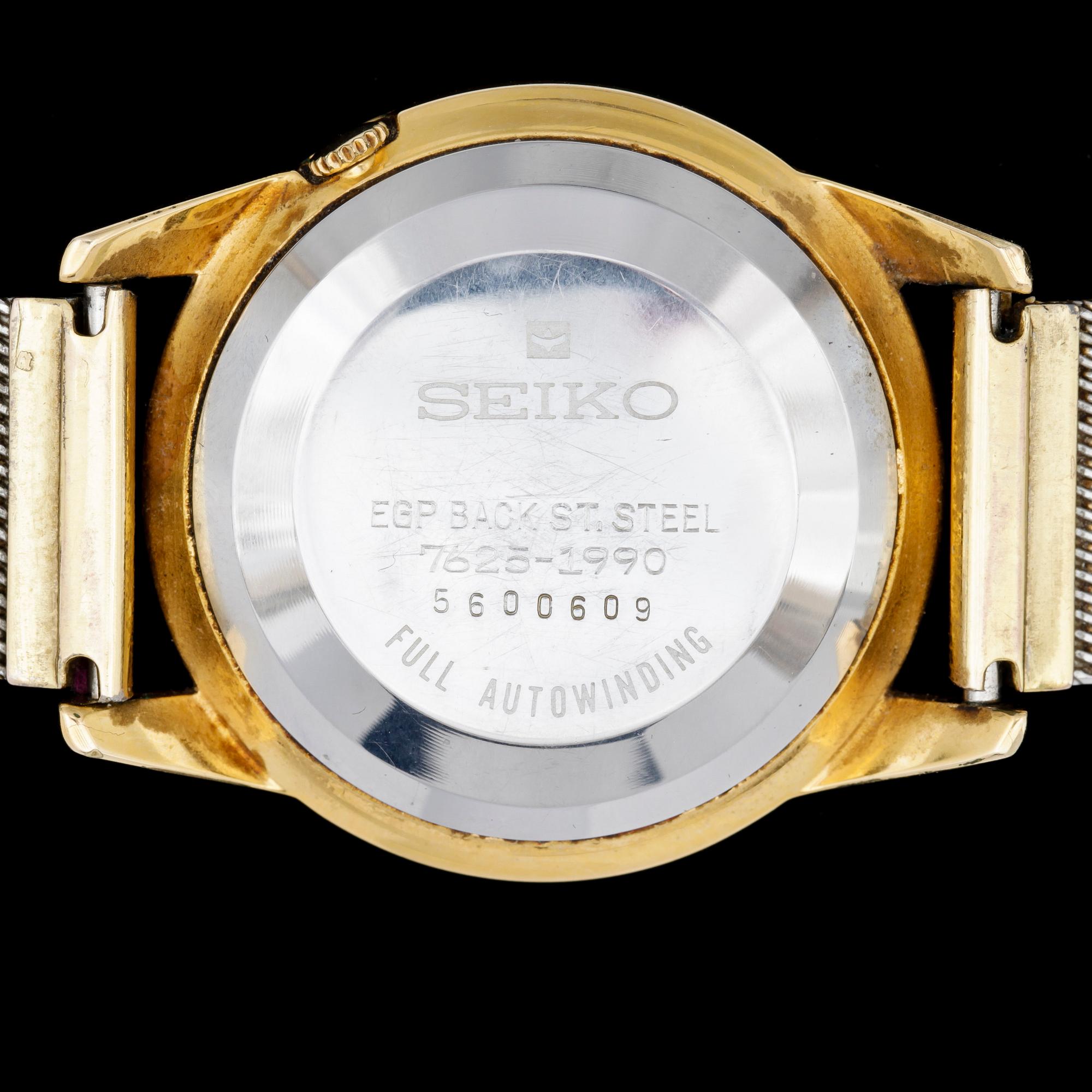 ARMBANDSUR, Seiko, guld på stål. 1970-tal.