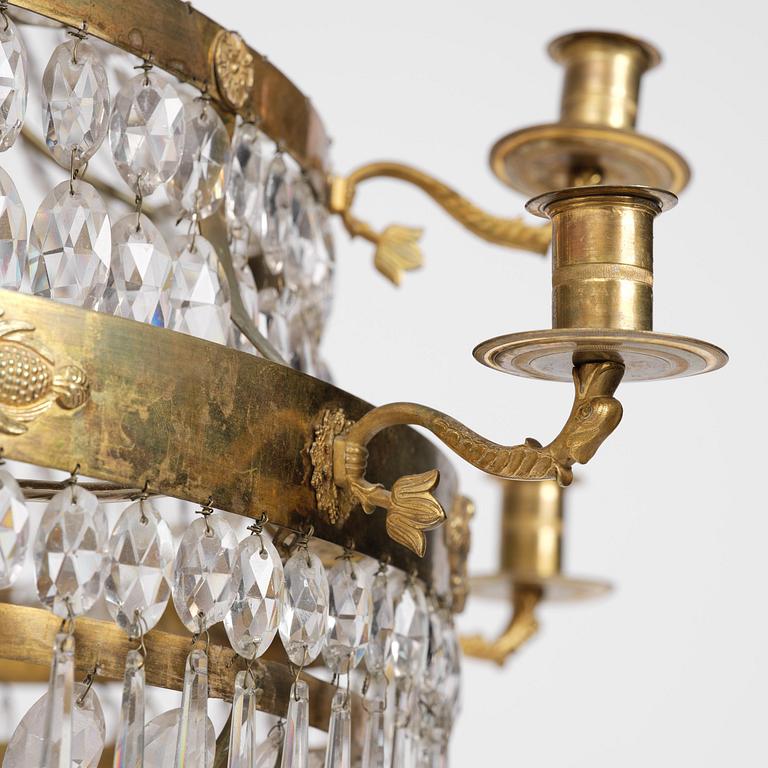 A Swedish Empire twelve-branch chandelier, Stockholm, early 19th century.